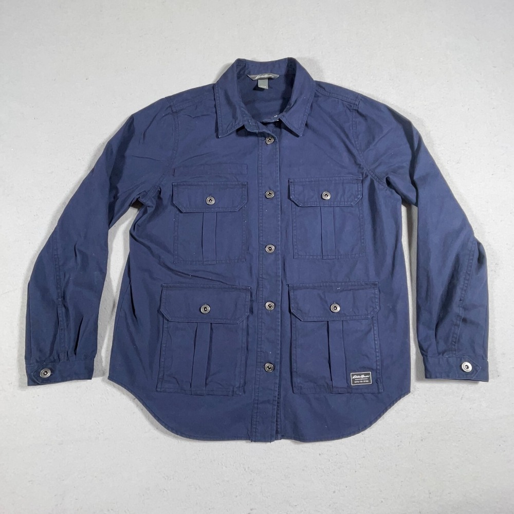 Eddie Bauer Utility Field Jacket Women Medium Regular Fit Navy Blue Navy Safari